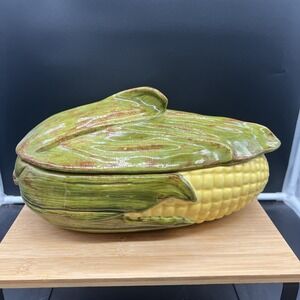 Vintage Shawnee Pottery Corn King Covered 1.5 Qt Casserole & Lid #74 USA Old